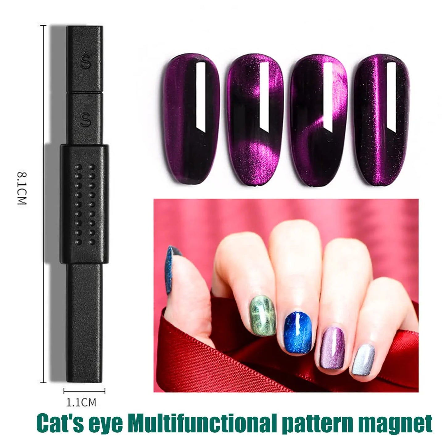 Cat Eye Magnetic for Nail: 14Pcs Cat Eye Gel Nail Polish Magnet Tools Set Strong Suction Nail Magnet Nails Square Magnet Stick Cat Eye Magnetic for Nail: 14Pcs Cat Eye Gel Nail Polish Magnet Tools Set Strong Suction Nail Magnet Nails Square Magnet Stick