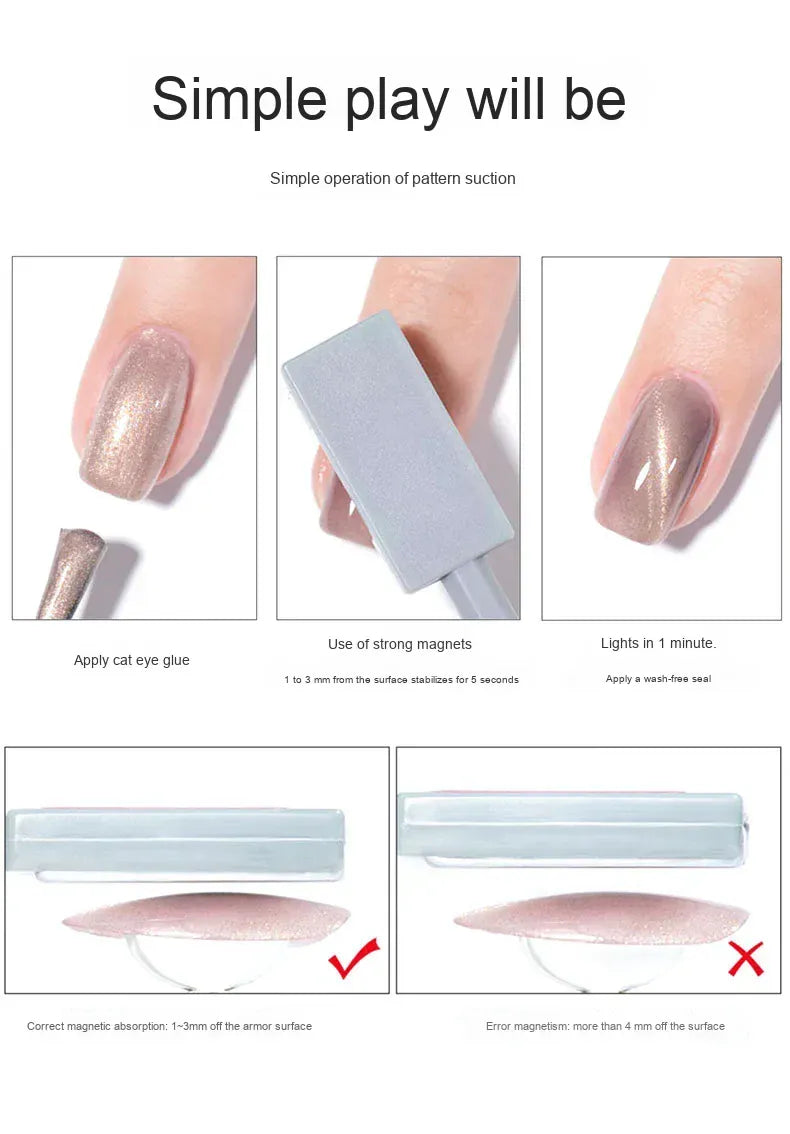 Cat Eye Magnetic for Nail: 14Pcs Cat Eye Gel Nail Polish Magnet Tools Set Strong Suction Nail Magnet Nails Square Magnet Stick Cat Eye Magnetic for Nail: 14Pcs Cat Eye Gel Nail Polish Magnet Tools Set Strong Suction Nail Magnet Nails Square Magnet Stick