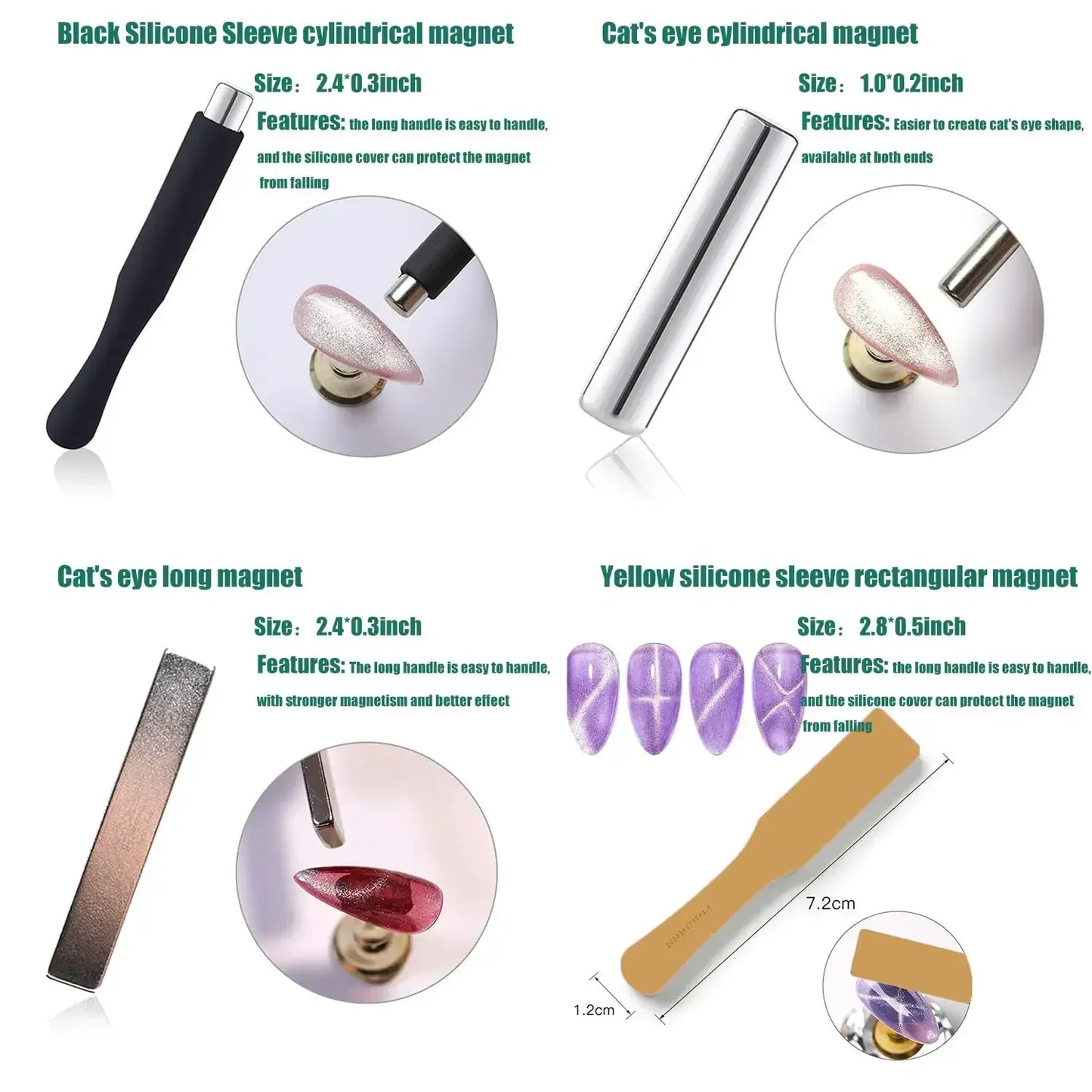 Cat Eye Magnetic for Nail: 14Pcs Cat Eye Gel Nail Polish Magnet Tools Set Strong Suction Nail Magnet Nails Square Magnet Stick Cat Eye Magnetic for Nail: 14Pcs Cat Eye Gel Nail Polish Magnet Tools Set Strong Suction Nail Magnet Nails Square Magnet Stick