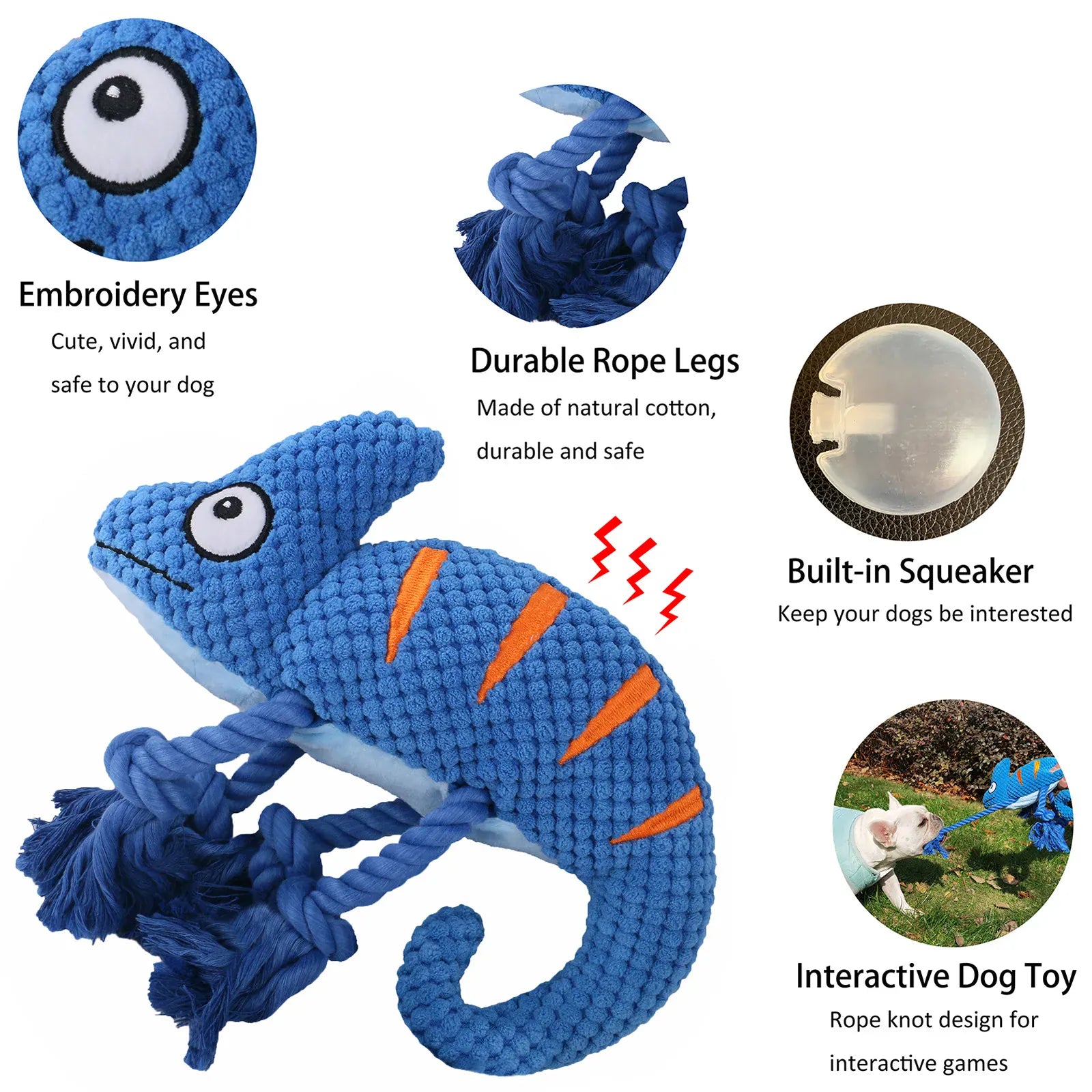 Chameleon Plush Squeaky Dog Toy – Bite-Resistant for All Sizes | Wahooly Chameleon Plush Squeaky Dog Toy – Bite-Resistant Chew Toy for Small & Large Dogs