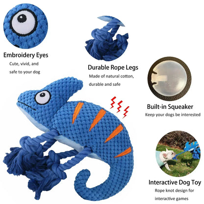 Chameleon Plush Squeaky Dog Toy – Bite-Resistant for All Sizes | Wahooly Chameleon Plush Squeaky Dog Toy – Bite-Resistant Chew Toy for Small & Large Dogs