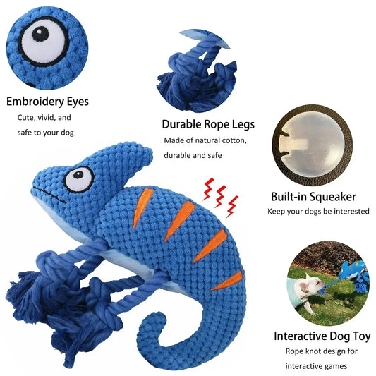 Chameleon Plush Squeaky Dog Toy – Bite-Resistant for All Sizes | Wahooly Chameleon Plush Squeaky Dog Toy – Bite-Resistant Chew Toy for Small & Large Dogs
