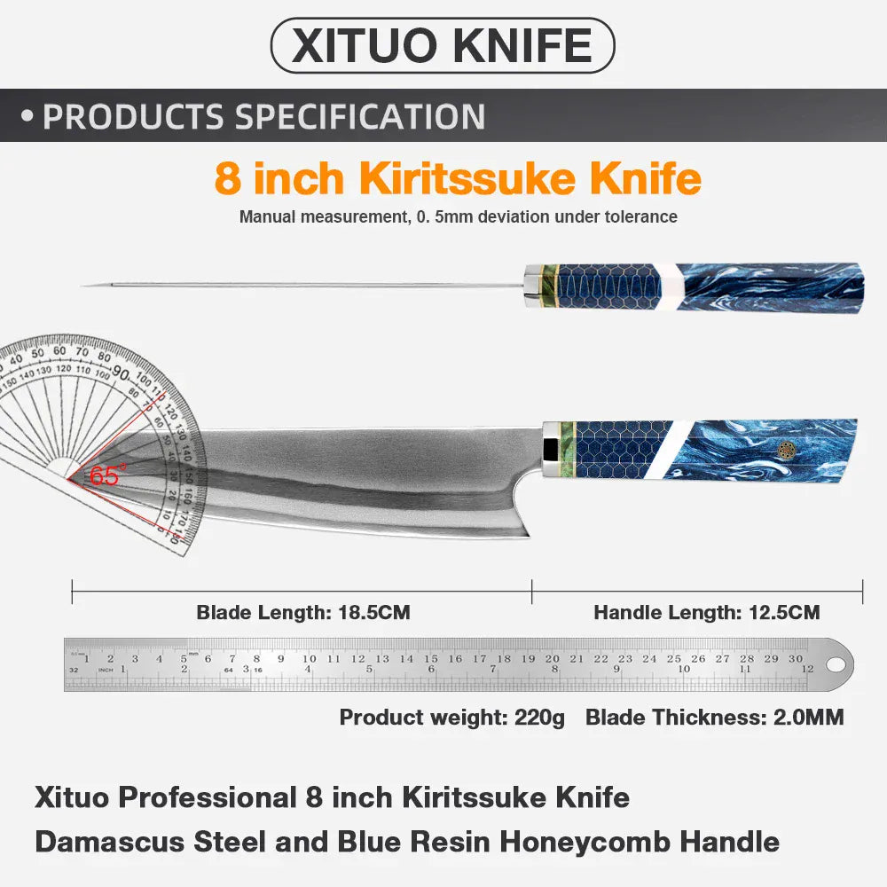 Chef Knife 7Layers 440C Steel Kiritsuke Knife Composite Forging Steel Professional Japanese Kitchen Knife Resin Honeycomb Handle Chef Knife 7Layers 440C Steel Kiritsuke Knife Composite Forging Steel Professional Japanese Kitchen Knife Resin Honeycomb Handle
