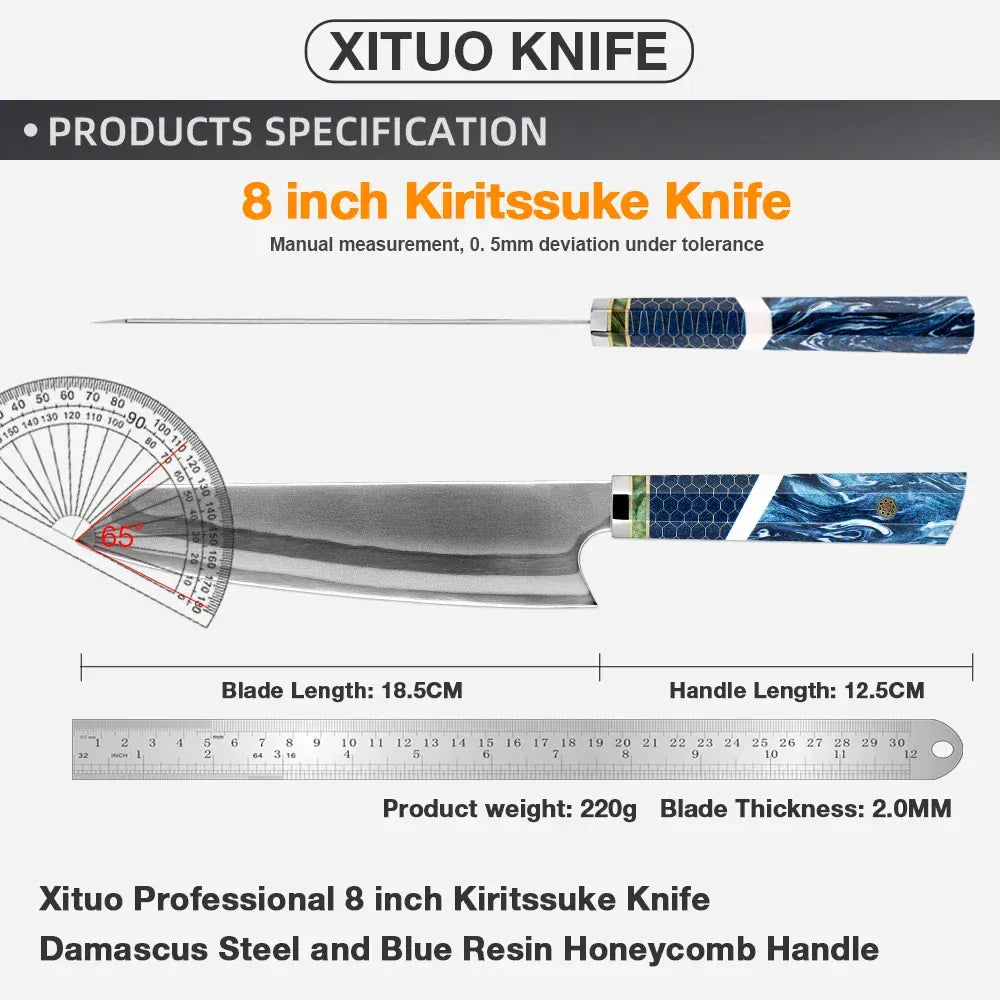 Chef Knife 7Layers 440C Steel Kiritsuke Knife Composite Forging Steel Professional Japanese Kitchen Knife Resin Honeycomb Handle Chef Knife 7Layers 440C Steel Kiritsuke Knife Composite Forging Steel Professional Japanese Kitchen Knife Resin Honeycomb Handle