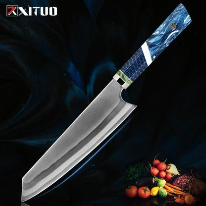 Chef Knife 7Layers 440C Steel Kiritsuke Knife Composite Forging Steel Professional Japanese Kitchen Knife Resin Honeycomb Handle Chef Knife 7Layers 440C Steel Kiritsuke Knife Composite Forging Steel Professional Japanese Kitchen Knife Resin Honeycomb Handle