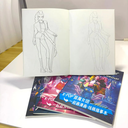 Christmas Gifts KPop2026 Demon Hunter Coloring Books Picture Book Peripheral Painting Book Line Drawing Children's Birthday Gift Christmas Gifts KPop2026 Demon Hunter Coloring Books Picture Book Peripheral Painting Book Line Drawing Children's Birthday Gift