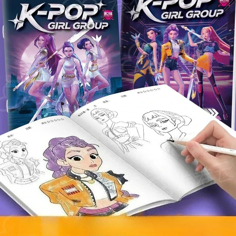 Christmas Gifts KPop2026 Demon Hunter Coloring Books Picture Book Peripheral Painting Book Line Drawing Children's Birthday Gift Christmas Gifts KPop2026 Demon Hunter Coloring Books Picture Book Peripheral Painting Book Line Drawing Children's Birthday Gift
