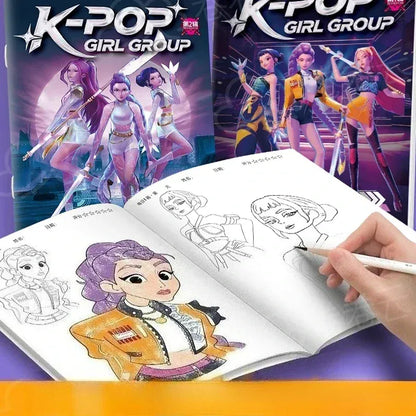 Christmas Gifts KPop2026 Demon Hunter Coloring Books Picture Book Peripheral Painting Book Line Drawing Children's Birthday Gift Christmas Gifts KPop2026 Demon Hunter Coloring Books Picture Book Peripheral Painting Book Line Drawing Children's Birthday Gift