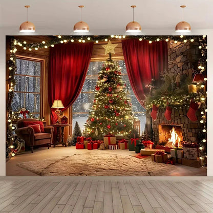 Christmas tree and fireplace  background Christmas tree and fireplace  background