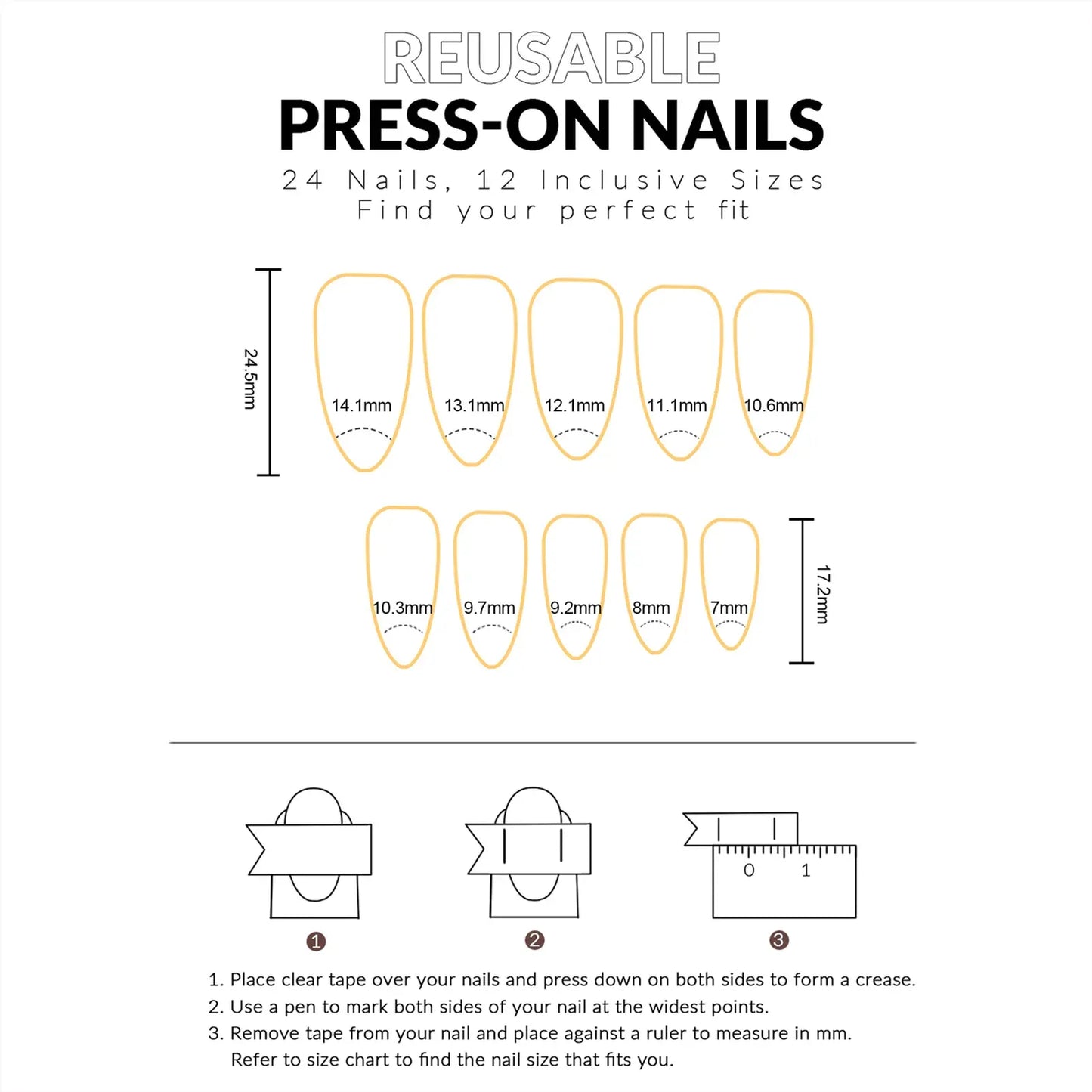 3D Floral French Press-On Nails - Medium Almond Elegant | Wahooly Classic French 3D Flowers False Nails 24pcs Medium Almond Press On Acyrlic Nails Elegant Artificial Nails With Designs Art Salon