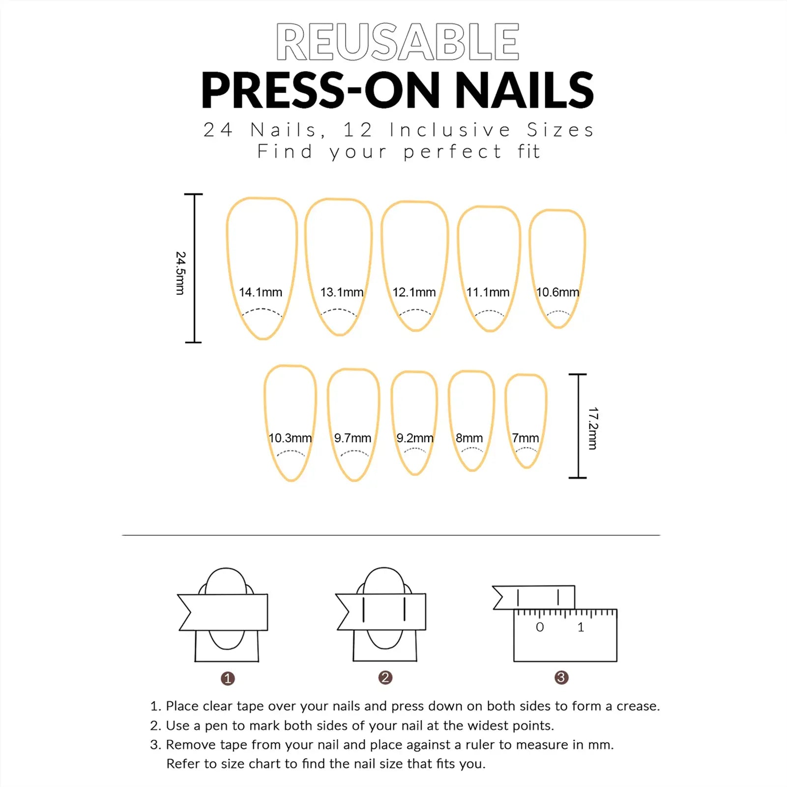 3D Floral French Press-On Nails - Medium Almond Elegant | Wahooly Classic French 3D Flowers False Nails 24pcs Medium Almond Press On Acyrlic Nails Elegant Artificial Nails With Designs Art Salon