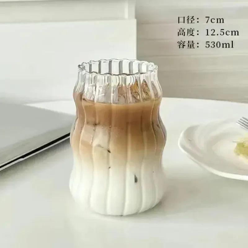 Cloud Coffee Glass Cups with Straws High Borosilicate Juice Cups Spiral Cups Chubby Cold Drinks Cups Milk Tea Cups. Cloud Coffee Glass Cups with Straws High Borosilicate Juice Cups Spiral Cups Chubby Cold Drinks Cups Milk Tea Cups.