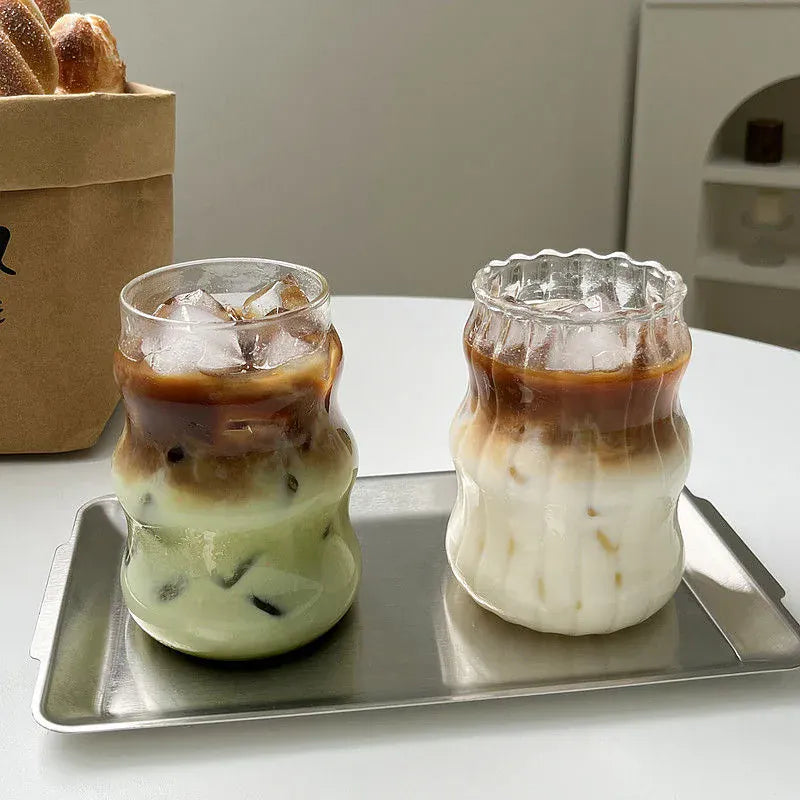 Cloud Coffee Glass Cups with Straws High Borosilicate Juice Cups Spiral Cups Chubby Cold Drinks Cups Milk Tea Cups. Cloud Coffee Glass Cups with Straws High Borosilicate Juice Cups Spiral Cups Chubby Cold Drinks Cups Milk Tea Cups.