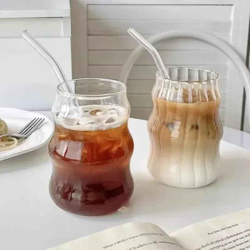 Cloud Coffee Glass Cups with Straws High Borosilicate Juice Cups Spiral Cups Chubby Cold Drinks Cups Milk Tea Cups. Cloud Coffee Glass Cups with Straws High Borosilicate Juice Cups Spiral Cups Chubby Cold Drinks Cups Milk Tea Cups.