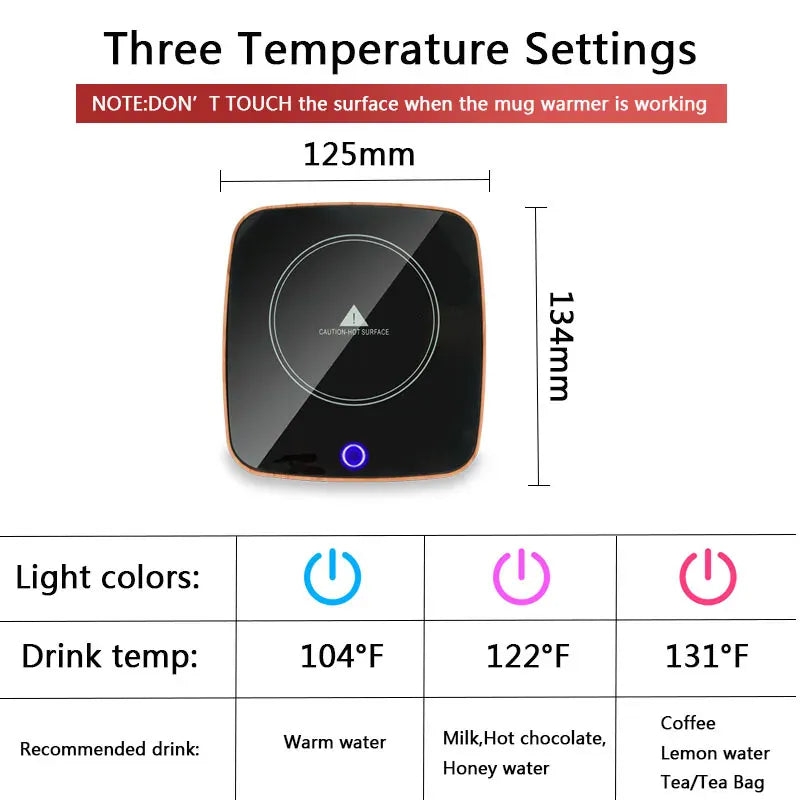 Coffee Mug Warmer 3 Gear Adjustable Calorifier Timing Cup Heater Thermostatic Coaster Milk Tea Water Electric Heating Cup Mat Coffee Mug Warmer 3 Gear Adjustable Calorifier Timing Cup Heater Thermostatic Coaster Milk Tea Water Electric Heating Cup Mat