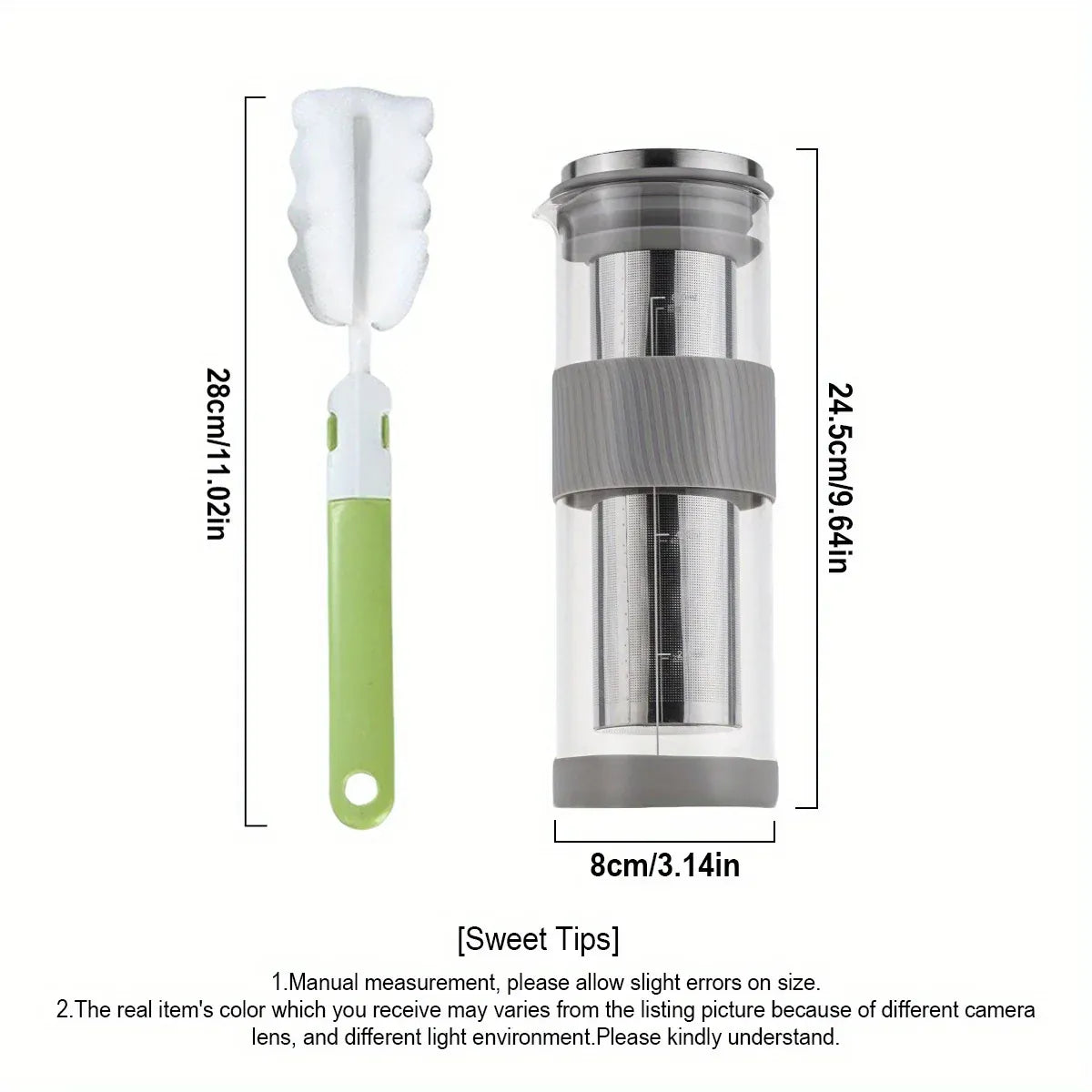 Cold Brew Coffee Maker with Cleaning Brush, 27oz/800ml Cold Brew Pitcher, Ice Tea Pitcher, Cold Brew Coffee Pitcher for Fridge Cold Brew Coffee Maker with Cleaning Brush, 27oz/800ml Cold Brew Pitcher, Ice Tea Pitcher, Cold Brew Coffee Pitcher for Fridge