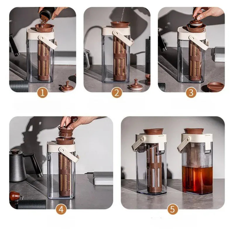 Cold Brew Coffee Maker 1000ml - Leak-Proof Iced Coffee Jar | Wahooly Cold brew coffee pot 1000ml Iced Coffee Maker Cold Brew Jar Leak Proof Container large capacity cold water kettle Kitchen Tools