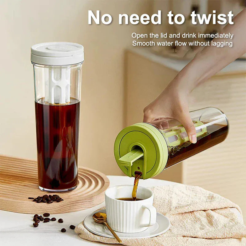 Portable Cold Brew Coffee Maker - High Capacity Filter Bottle | Wahooly Cold Brew Coffee Pot High-capacity Espresso Filter Bottle Cold Brewing Pot Portable Iced Brew Coffee Maker Juice Coffe Kettle