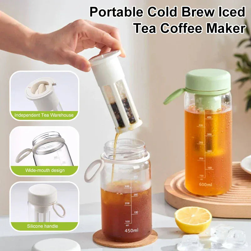 Portable Cold Brew Coffee Maker - High Capacity Filter Bottle | Wahooly Cold Brew Coffee Pot High-capacity Espresso Filter Bottle Cold Brewing Pot Portable Iced Brew Coffee Maker Juice Coffe Kettle