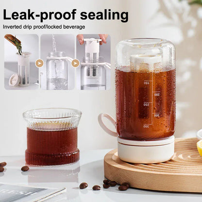 Portable Cold Brew Coffee Maker - High Capacity Filter Bottle | Wahooly Cold Brew Coffee Pot High-capacity Espresso Filter Bottle Cold Brewing Pot Portable Iced Brew Coffee Maker Juice Coffe Kettle