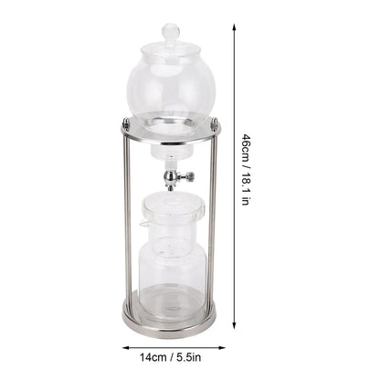 Cold Brew Drip Tower 600ml - Glass Ice Coffee Maker | Wahooly Cold Brew Drip Tower 600ml Reusable Glass Filtering Transparent Stainless Steel Stand DIY Ice Coffee Brew Tower Cold Brew Tower