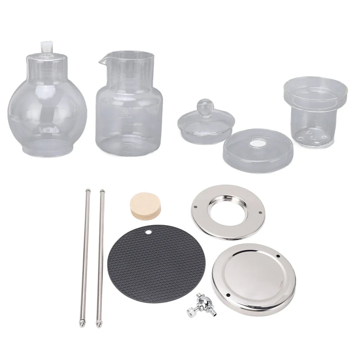 Cold Brew Drip Tower 600ml - Glass Ice Coffee Maker | Wahooly Cold Brew Drip Tower 600ml Reusable Glass Filtering Transparent Stainless Steel Stand DIY Ice Coffee Brew Tower Cold Brew Tower