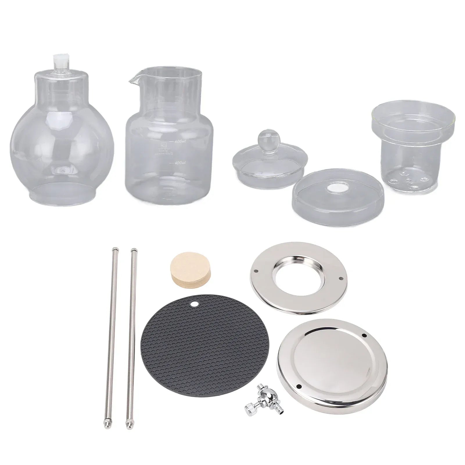 Cold Brew Drip Tower 600ml - Glass Ice Coffee Maker | Wahooly Cold Brew Drip Tower 600ml Reusable Glass Filtering Transparent Stainless Steel Stand DIY Ice Coffee Brew Tower Cold Brew Tower