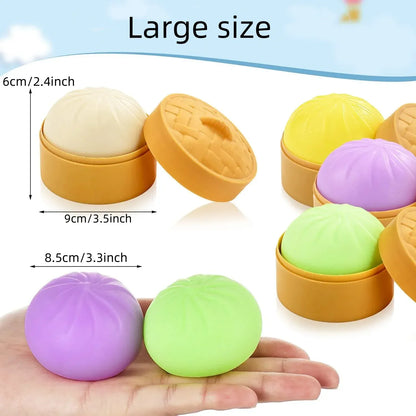 Colorful Dumpling Squishes Stress Balls Fidget Sensory Toys Simulation Food Squishies Bun with Steamer Squeeze Dough Ball Gifts Colorful Dumpling Squishes Stress Balls Fidget Sensory Toys Simulation Food Squishies Bun with Steamer Squeeze Dough Ball Gifts