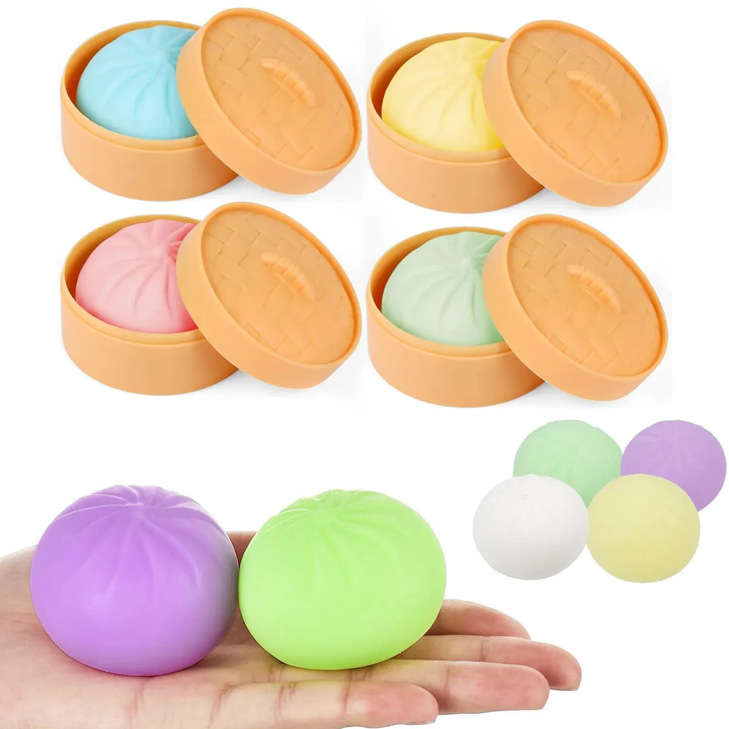 Colorful Dumpling Squishes Stress Balls Fidget Sensory Toys Simulation Food Squishies Bun with Steamer Squeeze Dough Ball Gifts Colorful Dumpling Squishes Stress Balls Fidget Sensory Toys Simulation Food Squishies Bun with Steamer Squeeze Dough Ball Gifts