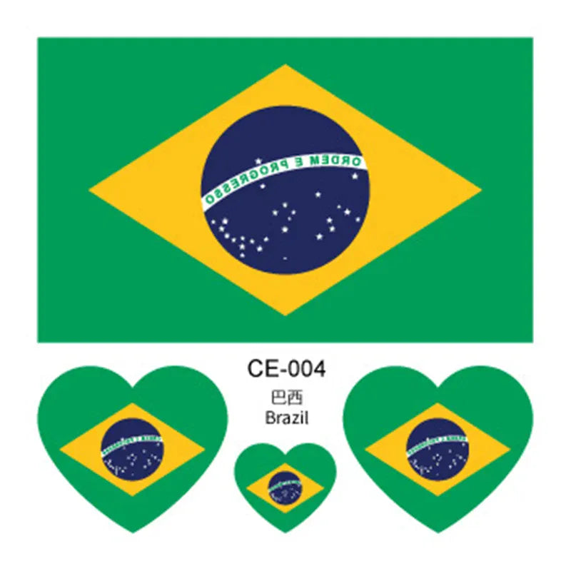 Country Flag Temporary Tattoo Stickers — 3-Pack Waterproof Soccer Fan Decals Country Flag Temporary Tattoo Stickers — 3-Pack Waterproof Face & Body Decals for Soccer & Football Fans