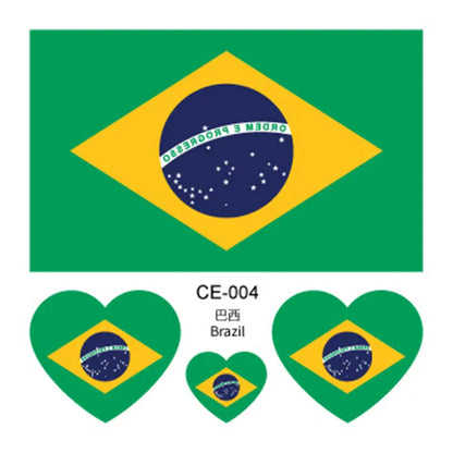 Country Flag Temporary Tattoo Stickers — 3-Pack Waterproof Soccer Fan Decals Country Flag Temporary Tattoo Stickers — 3-Pack Waterproof Face & Body Decals for Soccer & Football Fans