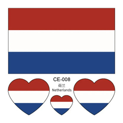 Country Flag Temporary Tattoo Stickers — 3-Pack Waterproof Soccer Fan Decals Country Flag Temporary Tattoo Stickers — 3-Pack Waterproof Face & Body Decals for Soccer & Football Fans