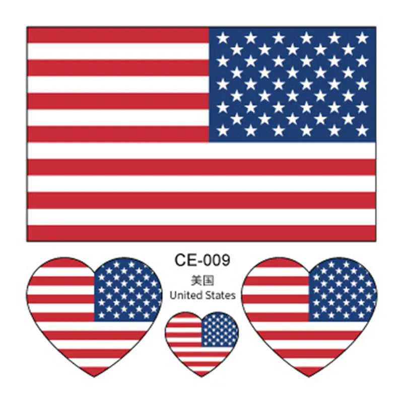 Country Flag Temporary Tattoo Stickers — 3-Pack Waterproof Soccer Fan Decals Country Flag Temporary Tattoo Stickers — 3-Pack Waterproof Face & Body Decals for Soccer & Football Fans