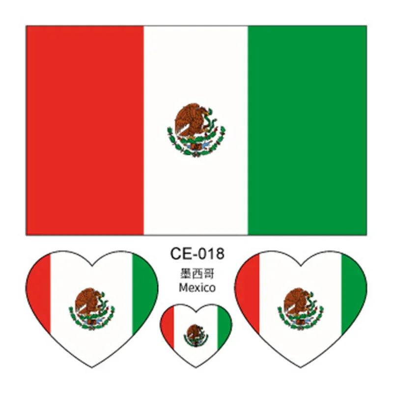 Country Flag Temporary Tattoo Stickers — 3-Pack Waterproof Soccer Fan Decals Country Flag Temporary Tattoo Stickers — 3-Pack Waterproof Face & Body Decals for Soccer & Football Fans