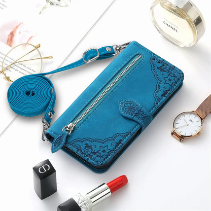Crossbody Leather Wallet iPhone Case – Zipper Card Pocket & Lanyard | iPhone X–16 Pro Max | Wahooly Crossbody Leather Wallet iPhone Case – Zipper Card Pocket & Lanyard Strap | iPhone X to 16 Pro Max