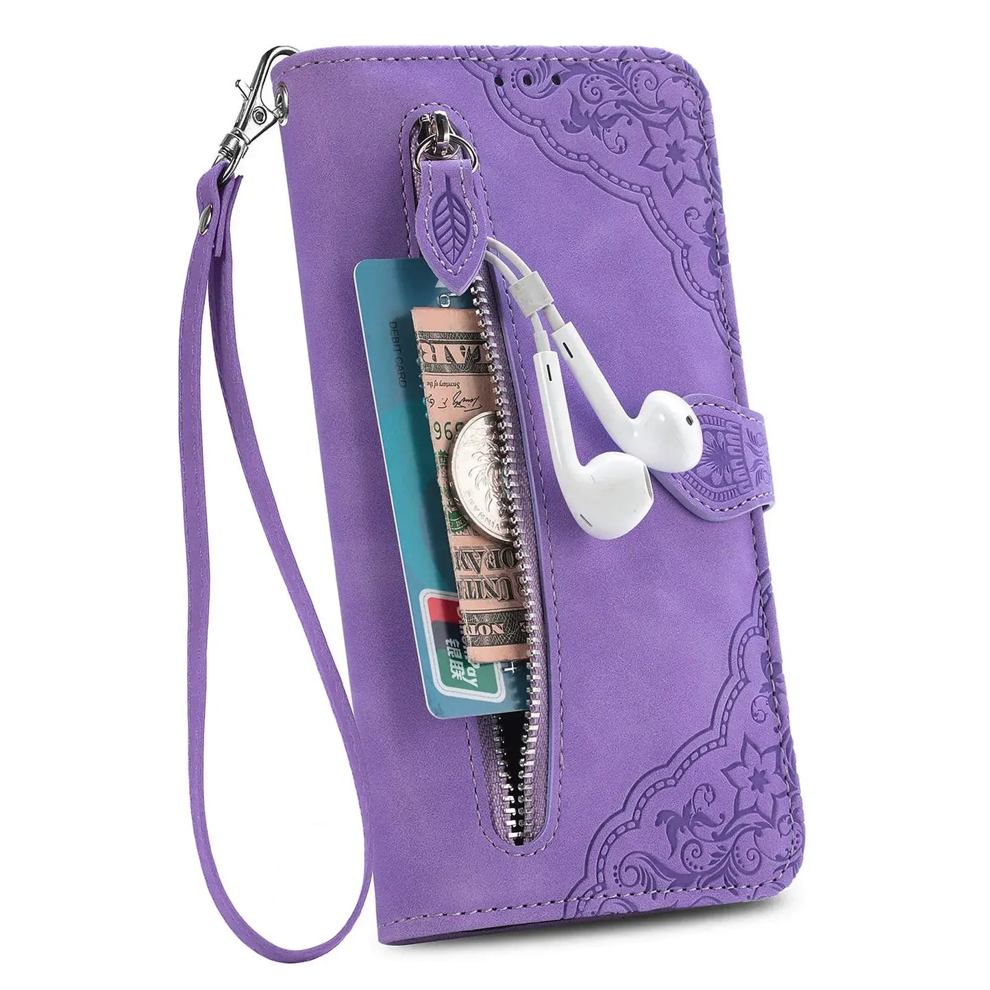 Crossbody Leather Wallet iPhone Case – Zipper Card Pocket & Lanyard | iPhone X–16 Pro Max | Wahooly Crossbody Leather Wallet iPhone Case – Zipper Card Pocket & Lanyard Strap | iPhone X to 16 Pro Max