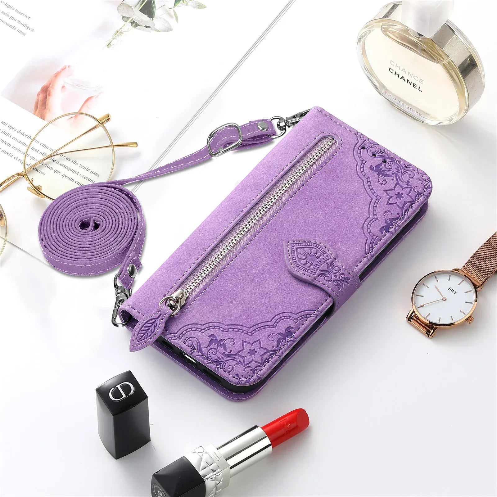 Crossbody Leather Wallet iPhone Case – Zipper Card Pocket & Lanyard | iPhone X–16 Pro Max | Wahooly Crossbody Leather Wallet iPhone Case – Zipper Card Pocket & Lanyard Strap | iPhone X to 16 Pro Max