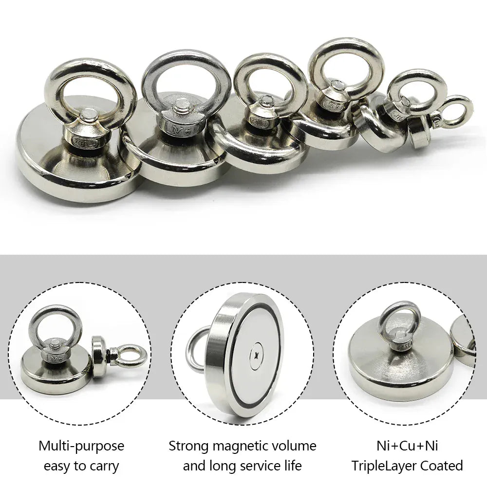 D16~D42mm Super Strong Neodymium Fishing Magnet N52 Heavy Duty Rare Earth Magnet with Countersunk Hole Eyebolt Salvage Magnetic D16~D42mm Super Strong Neodymium Fishing Magnet N52 Heavy Duty Rare Earth Magnet with Countersunk Hole Eyebolt Salvage Magnetic