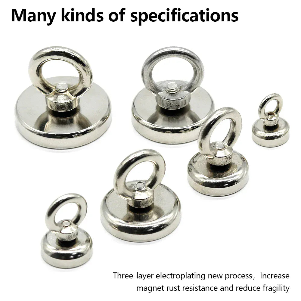 D16~D42mm Super Strong Neodymium Fishing Magnet N52 Heavy Duty Rare Earth Magnet with Countersunk Hole Eyebolt Salvage Magnetic D16~D42mm Super Strong Neodymium Fishing Magnet N52 Heavy Duty Rare Earth Magnet with Countersunk Hole Eyebolt Salvage Magnetic