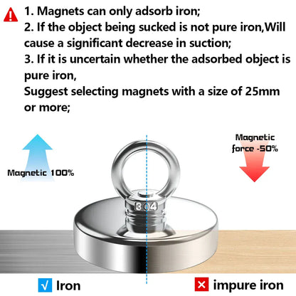 D16~D42mm Super Strong Neodymium Fishing Magnet N52 Heavy Duty Rare Earth Magnet with Countersunk Hole Eyebolt Salvage Magnetic D16~D42mm Super Strong Neodymium Fishing Magnet N52 Heavy Duty Rare Earth Magnet with Countersunk Hole Eyebolt Salvage Magnetic