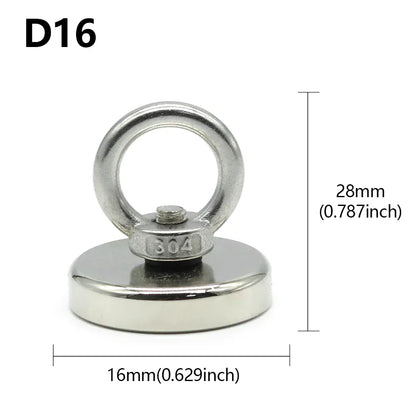 D16~D42mm Super Strong Neodymium Fishing Magnet N52 Heavy Duty Rare Earth Magnet with Countersunk Hole Eyebolt Salvage Magnetic D16~D42mm Super Strong Neodymium Fishing Magnet N52 Heavy Duty Rare Earth Magnet with Countersunk Hole Eyebolt Salvage Magnetic