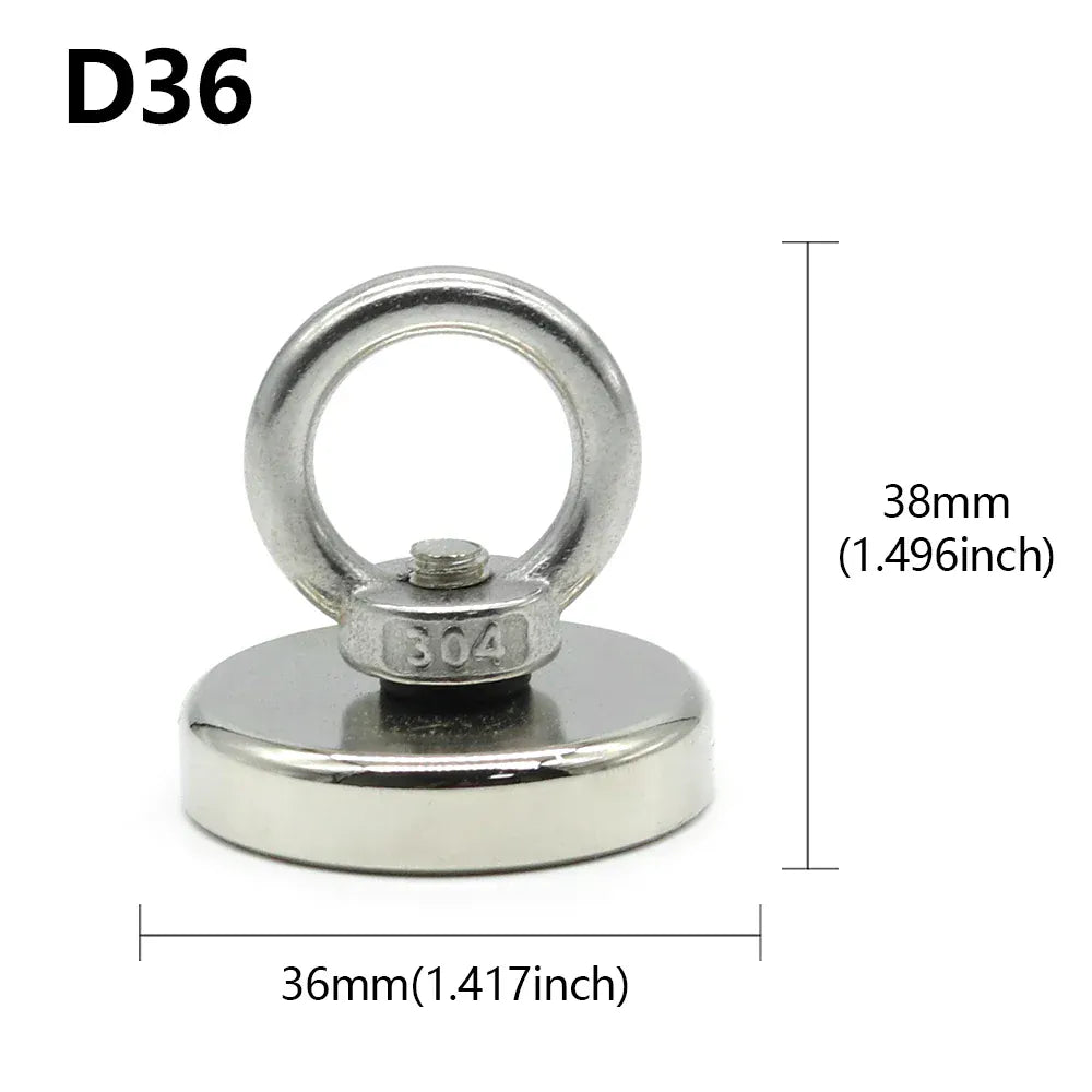 D16~D42mm Super Strong Neodymium Fishing Magnet N52 Heavy Duty Rare Earth Magnet with Countersunk Hole Eyebolt Salvage Magnetic D16~D42mm Super Strong Neodymium Fishing Magnet N52 Heavy Duty Rare Earth Magnet with Countersunk Hole Eyebolt Salvage Magnetic