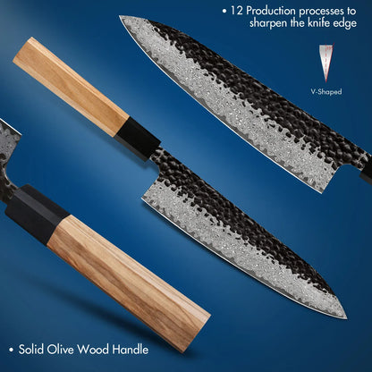 Damascus Steel Japanese Kitchen Knife, PRO Chef Knife, Handmade Damascus Steel Japanese Kitchen Knife, PRO Chef Knife, Handmade