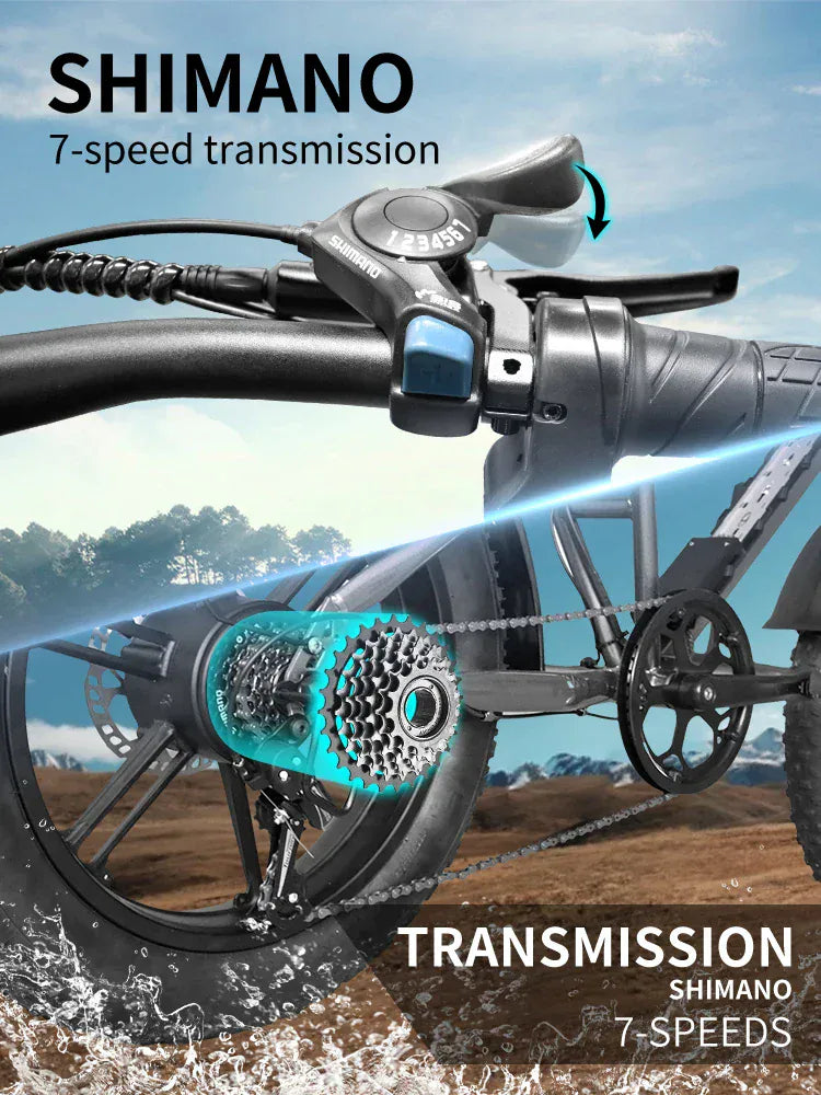 DEEPOWER QS7 Electric Bike 1500W 48V 60AH Adult Off-Road Electric Bicycle 20-inch Fat Tire Dual Battery All-Terrain Ebike DEEPOWER QS7 Electric Bike 1500W 48V 60AH Adult Off-Road Electric Bicycle 20-inch Fat Tire Dual Battery All-Terrain Ebike