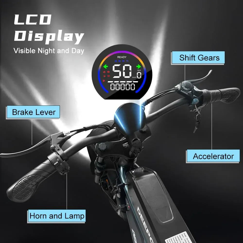 DEEPOWER QS7 Electric Bike 1500W 48V 60AH Adult Off-Road Electric Bicycle 20-inch Fat Tire Dual Battery All-Terrain Ebike DEEPOWER QS7 Electric Bike 1500W 48V 60AH Adult Off-Road Electric Bicycle 20-inch Fat Tire Dual Battery All-Terrain Ebike