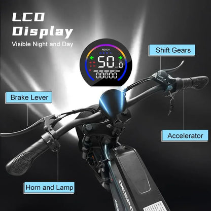 DEEPOWER QS7 Electric Bike 1500W 48V 60AH Adult Off-Road Electric Bicycle 20-inch Fat Tire Dual Battery All-Terrain Ebike DEEPOWER QS7 Electric Bike 1500W 48V 60AH Adult Off-Road Electric Bicycle 20-inch Fat Tire Dual Battery All-Terrain Ebike