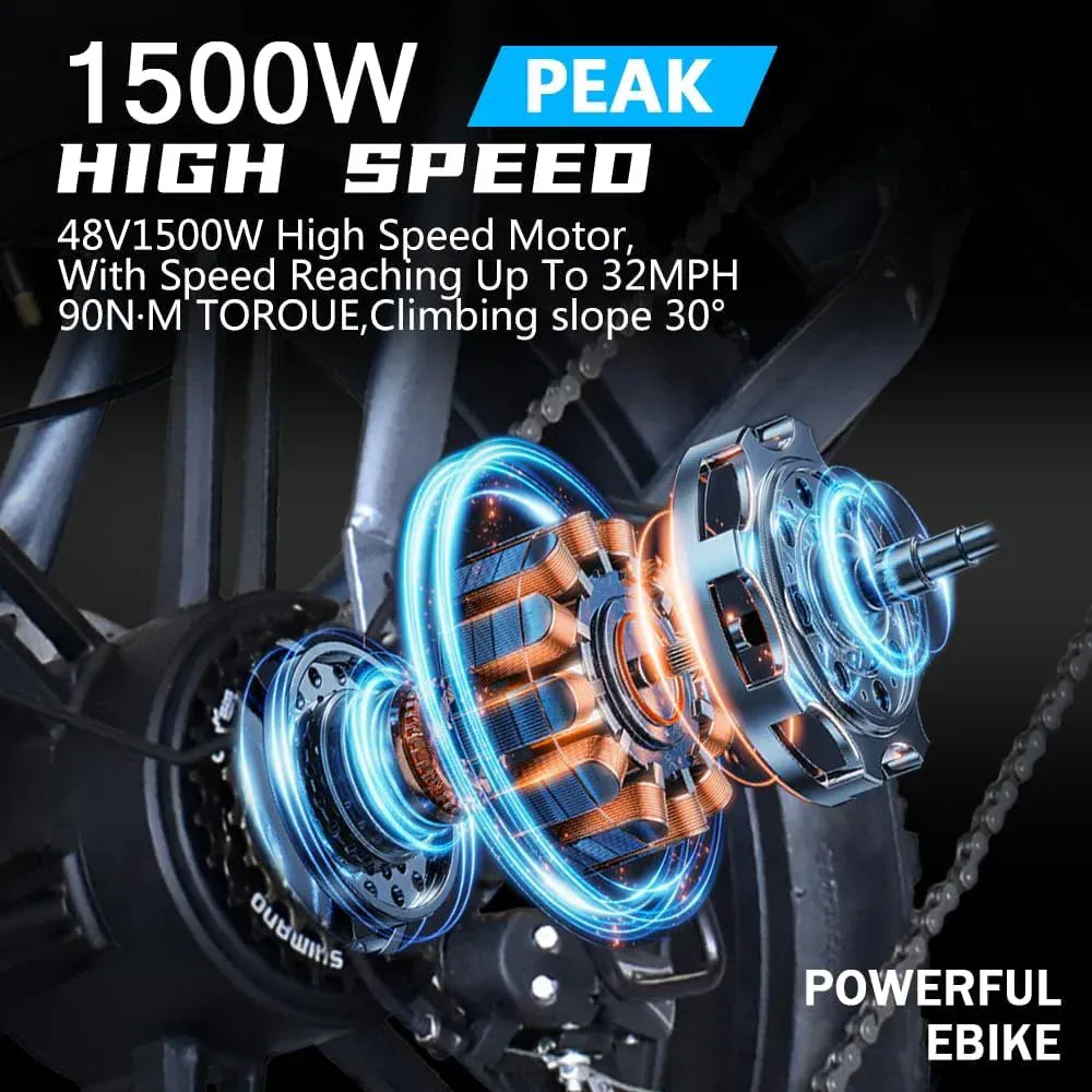 DEEPOWER QS7 Electric Bike 1500W 48V 60AH Adult Off-Road Electric Bicycle 20-inch Fat Tire Dual Battery All-Terrain Ebike DEEPOWER QS7 Electric Bike 1500W 48V 60AH Adult Off-Road Electric Bicycle 20-inch Fat Tire Dual Battery All-Terrain Ebike