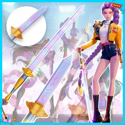 Demon Hunter Hight Quality Cosplay Rumi Sword With Symbol Outfits Prop Scalable Purple Long Sword Accessories Roleplay Prop Gift Demon Hunter Hight Quality Cosplay Rumi Sword With Symbol Outfits Prop Scalable Purple Long Sword Accessories Roleplay Prop Gift