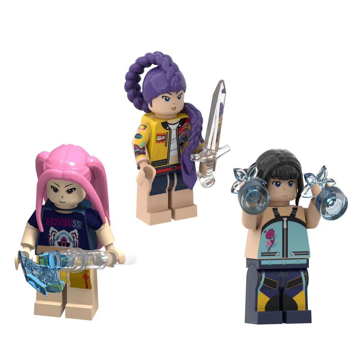 Demon Hunters, a group of demon hunters, build blocks with Lumi and assemble toy building blocks with dolls Demon Hunters, a group of demon hunters, build blocks with Lumi and assemble toy building blocks with dolls