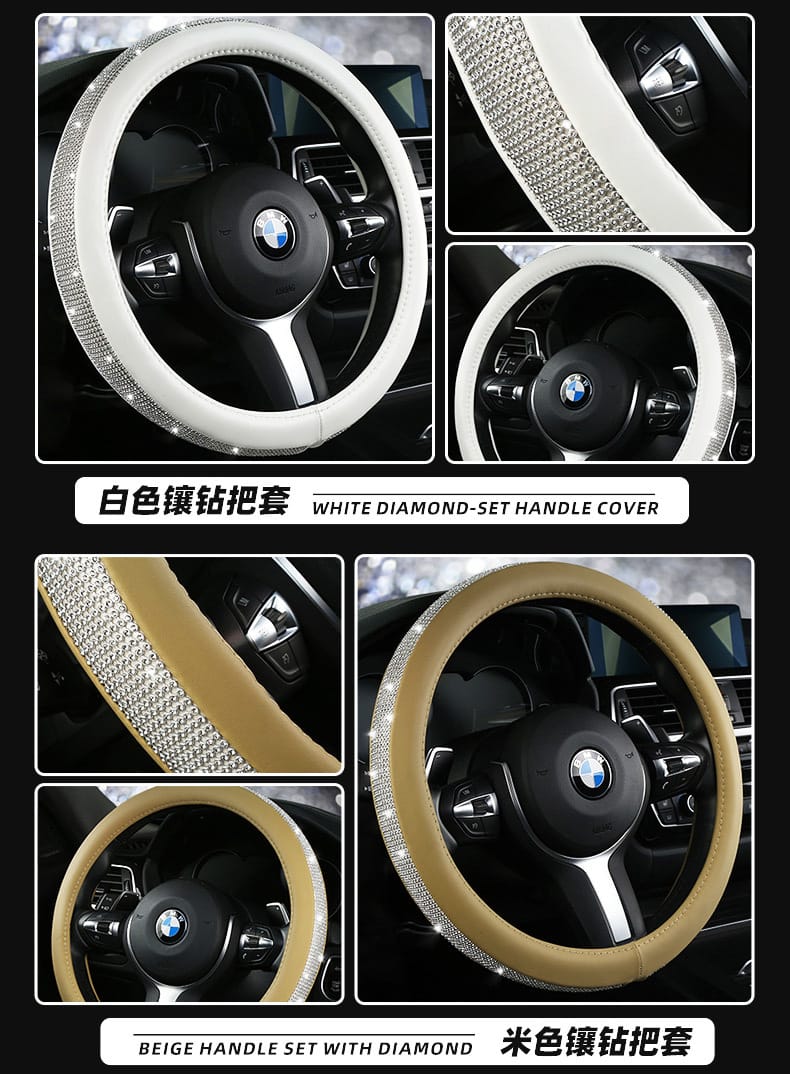Diamond Steering Wheel Cover for Women | Bling Crystal Car Accessory – 9 Colors, 38cm Diamond Steering Wheel Cover for Women – Bling Crystal Car Accessory | 9 Colors